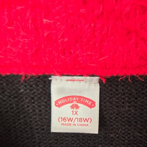 Holiday Time Black and Red Llama Sweater Size 1X 16/18 - Picture 3 of 5